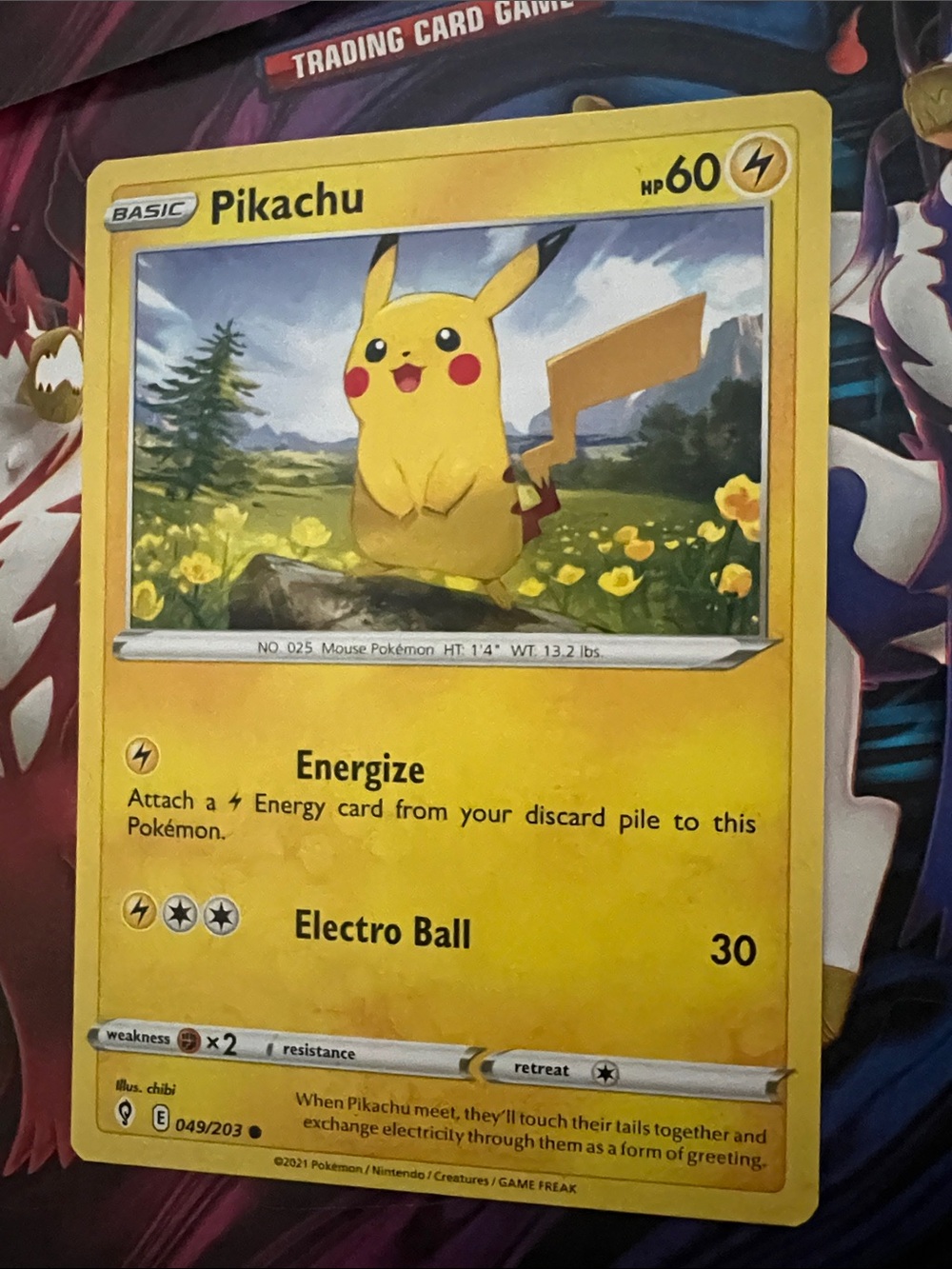 Pokemon Pikachu Card - Yellow with Red Cheeks